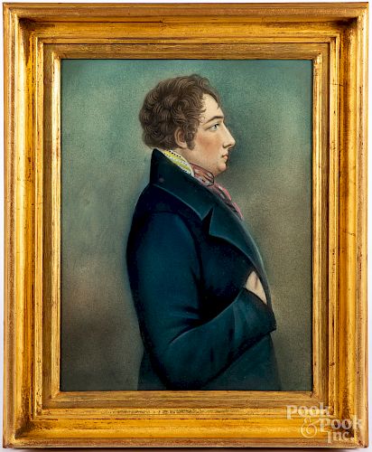 Pastel profile portrait of a gentleman