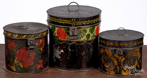 Three toleware canisters