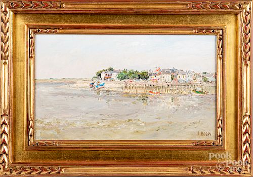 Louis Rosan, two oil on canvas coastal scenes