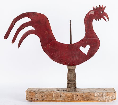 Contemporary sheet iron rooster weathervane
