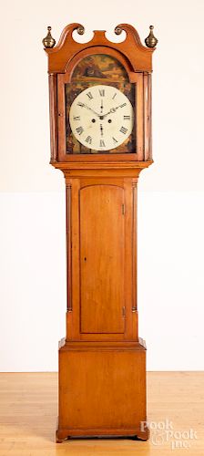 Pine tall case clock