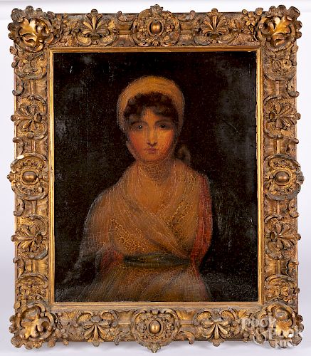 Continental oil on canvas portrait of a woman