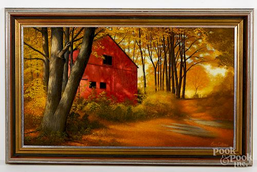Oil on canvas of Odegard's Barn Avon, CT