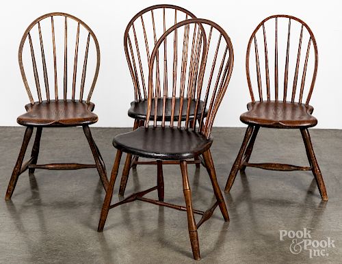 Four Pennsylvania hoopback Windsor chairs