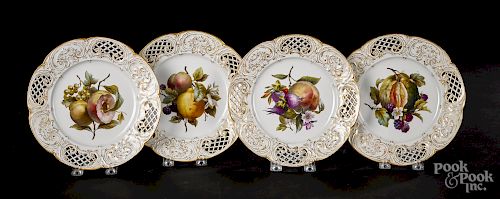 Set of four KPM porcelain plates