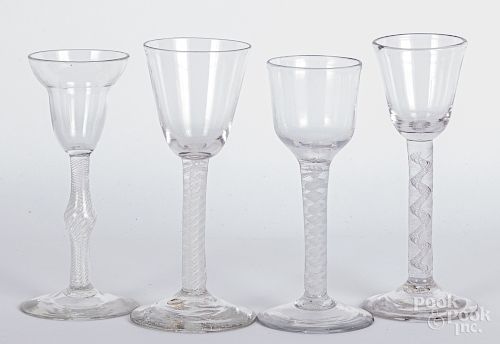 Four air twist wine glasses
