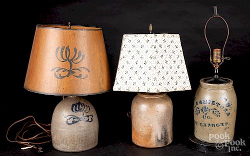 Four stoneware lamps