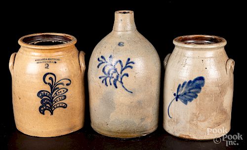 Three pieces of American decorated stoneware