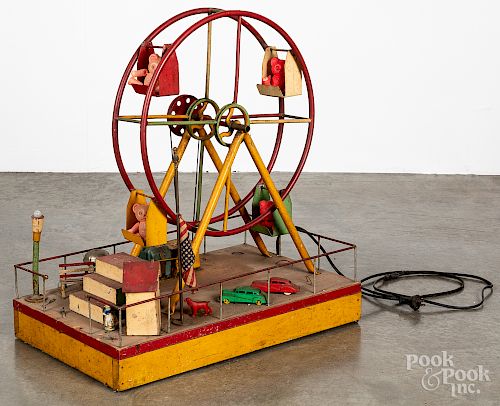 Hand made tin electrified Ferris wheel