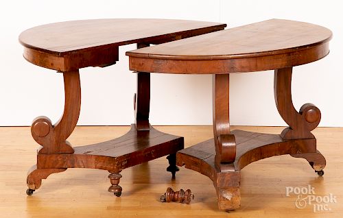 Empire mahogany two-part dining table