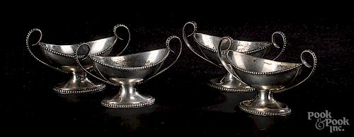 Two pairs of coin silver master salts