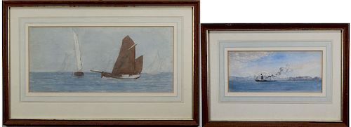 (2) 20th C. Nautical Watercolor Paintings