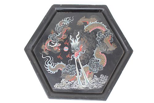 Chinese, Lacquered 5-Claw Dragon Tray