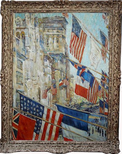 American School, After Hassam "Allies Day". Signed
