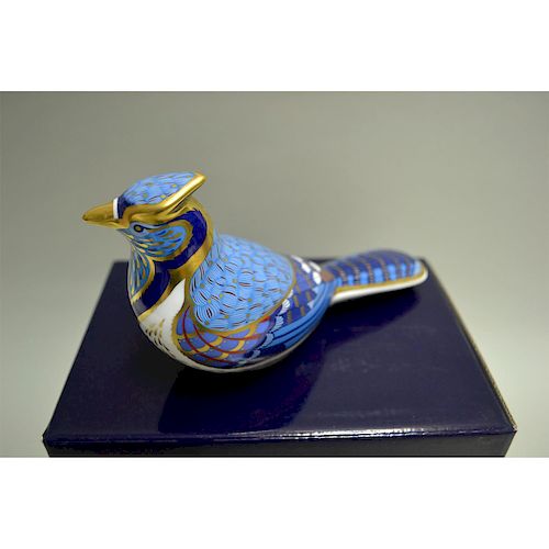 ROYAL CROWN DERBY BLUE JAY PAPERWEIGHT