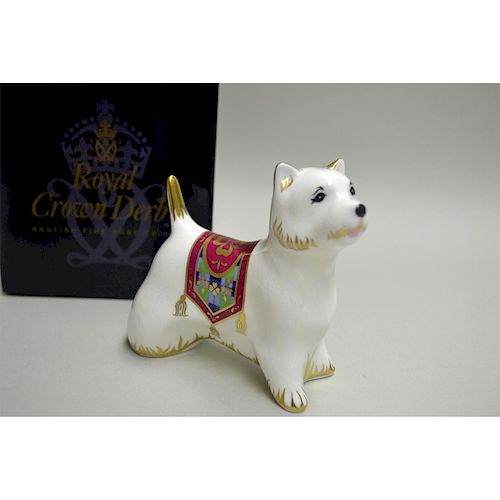 ROYAL CROWN DERBY WEST HIGHLAND TERRIER PAPERWEIGHT