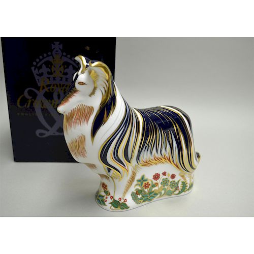 ROYAL CROWN DERBY ROUGH COLLIE PAPERWEIGHT