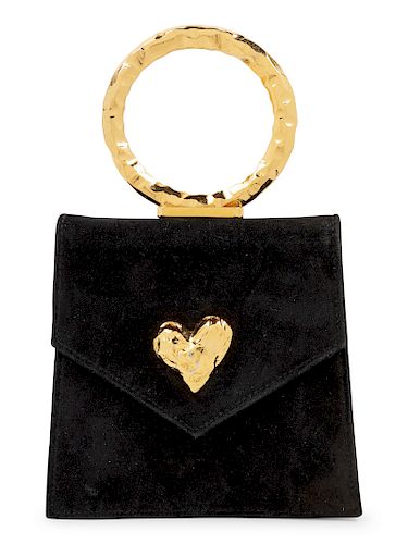 A Judith Leiber Black Handbag with Goldtone Handle