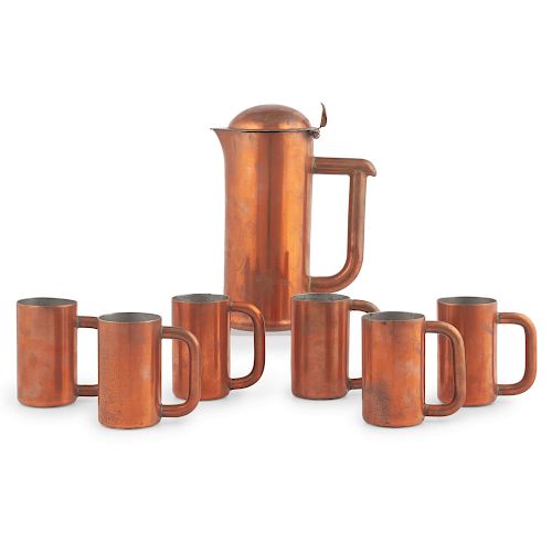 Rare Cleveland Coppersmithing Works Pitcher and Mug Set