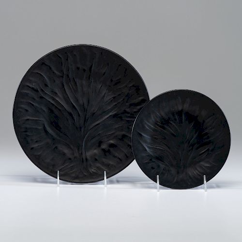 Lalique Algues Noir Glass Plates