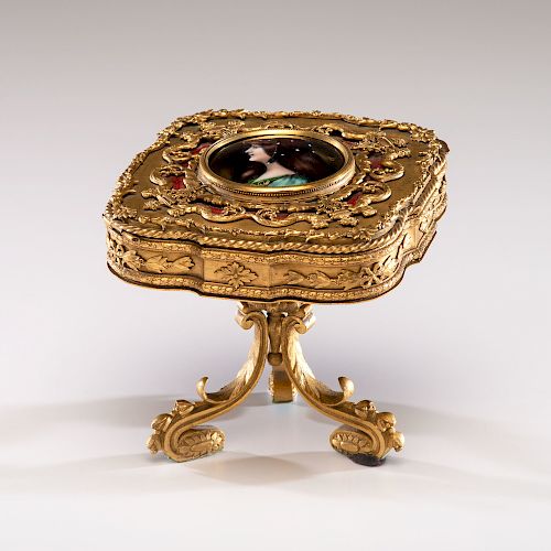 French Bronze and Enamel Jewelry Box