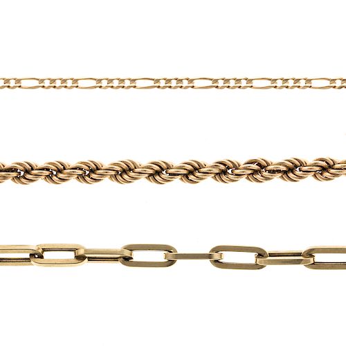 A Pair of Chain Bracelets & Anklet Gold