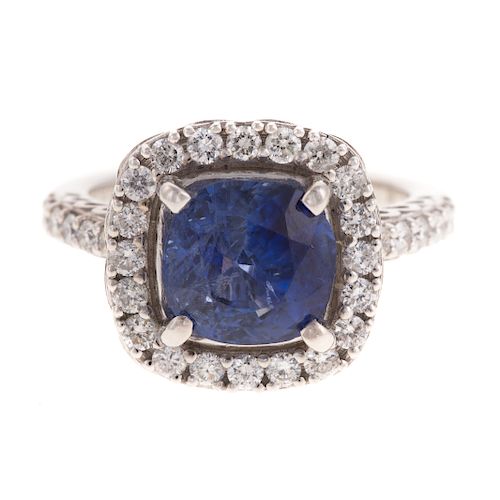 An Unheated Sapphire & Diamond Ring in 14K