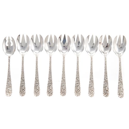 Eight S. Kirk & Son Sterling Ice Cream Forks