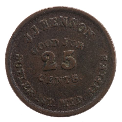 J.J.Benson 25 cent Sutler Token
