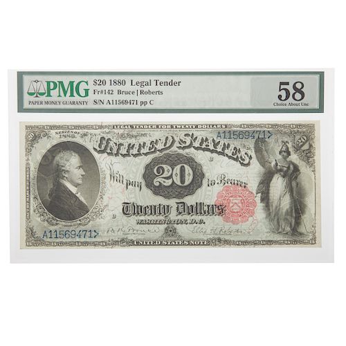 1880 $20 Legal Tender PMG-58