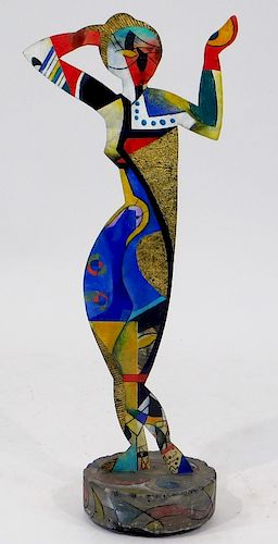 MCM Geometric Polychrome Bronze Woman Silhouette