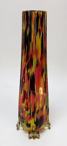 Ruckl Splatter Bohemian Art Glass Vase