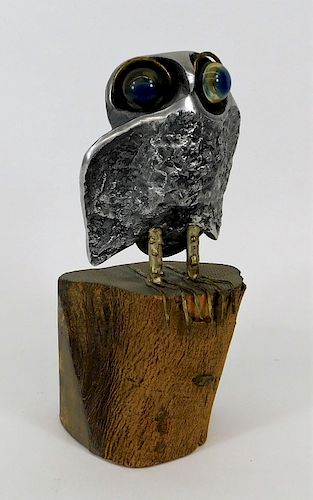 Curtis Jere MCM Modernist Metal Owl Sculpture