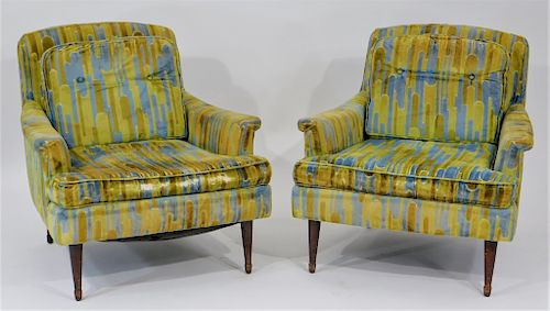 Pair MCM Blue and Green Psychedelic Arm Chairs