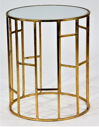 MCM Glass and Iron Hollywood Regency Side Table