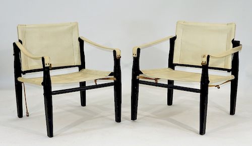 Pair Gold Medal Folding Furniture Co Sling Chairs