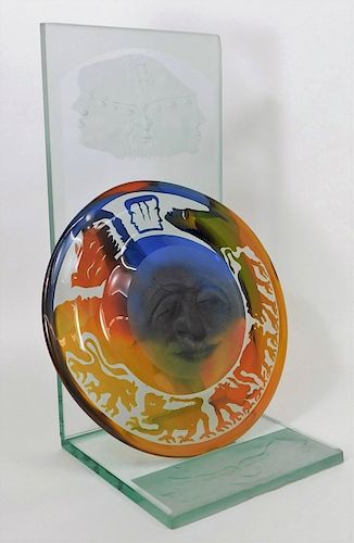 2PC Edward Leibovitz MCM Surreal Glass Sculpture