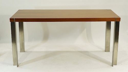 Modern Walnut Stainless Iron Leg Dining Table