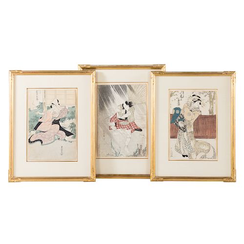Toyokuni I and II. Three Ukiyo-e Woodblock Prints