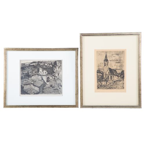 Lot of Two Framed Etchings