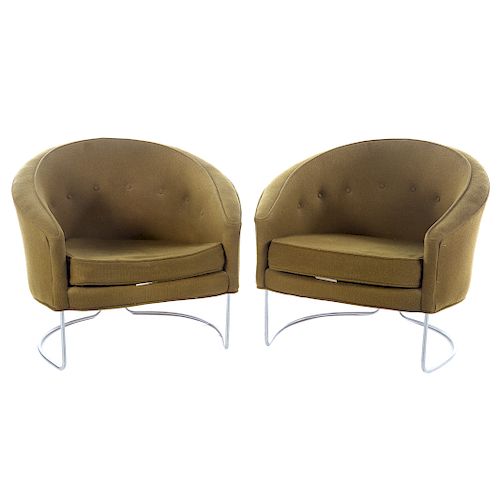 Pair of Mid Century Modern Upholstered Tub Chairs