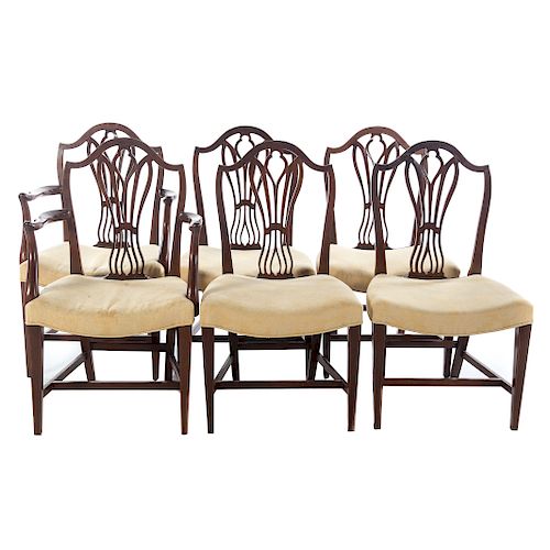 Set of Six Cabinet Made Mahogany Dining Chairs
