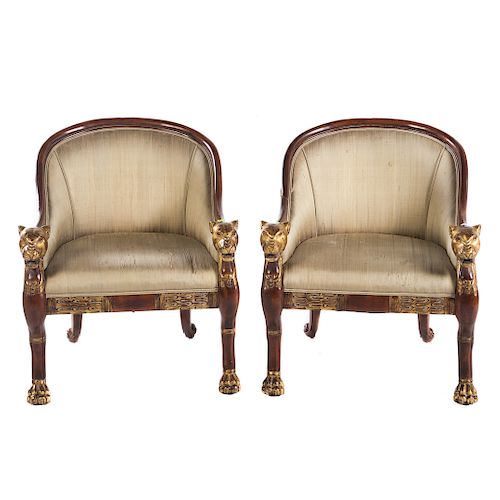 Pair of Regency Style Mahogany Tub Chairs