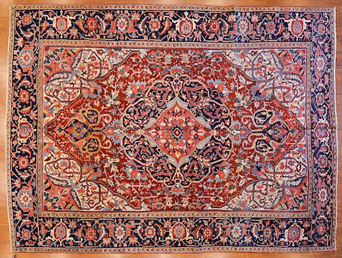 Antique Heriz Carpet, Persia, 9.5 x 12.4