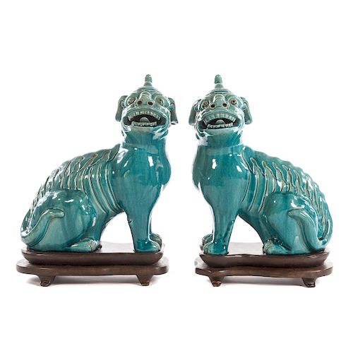Large Pair Chinese Porcelain Guardian Dogs