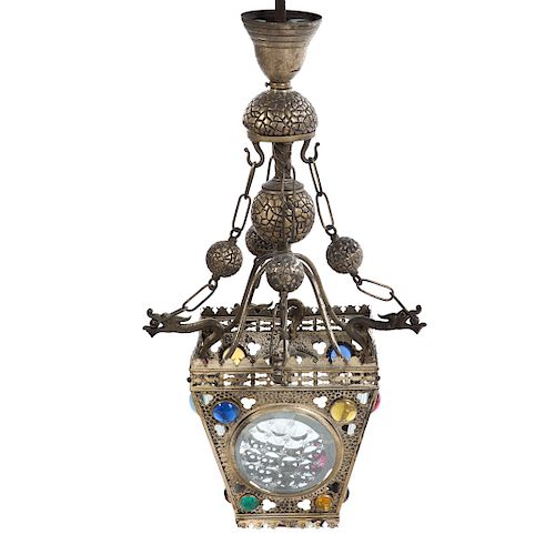 Art Nouveau Style Brass Hanging Light Fixture