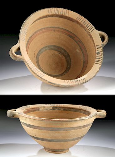 Mycenaean Earthenware Bowl w/ Twin Handles
