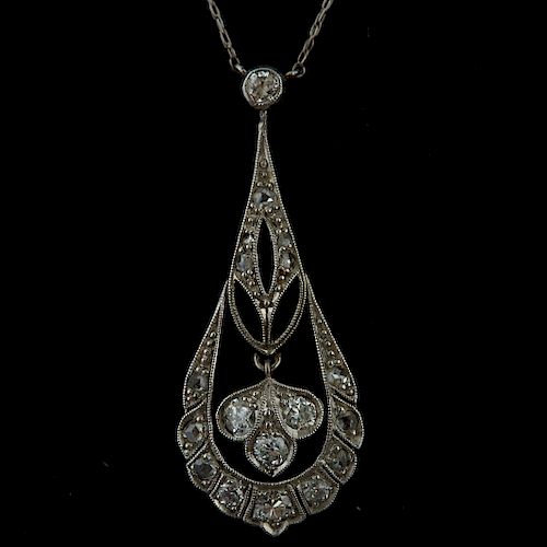 Diamond and White Gold Pendant Necklace
