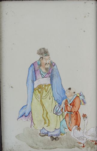 Late 19th C. Chinese Porcelain Famille Rose Plaque
