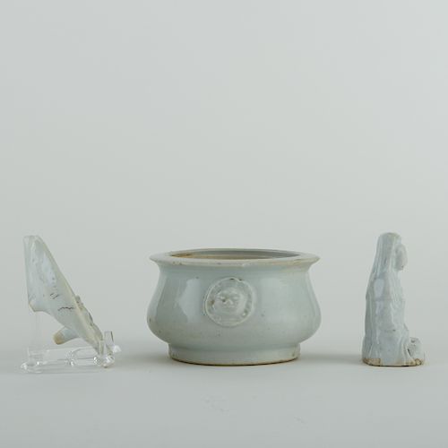Grp: 3 Chinese Blanc de Chine Porcelain Pieces